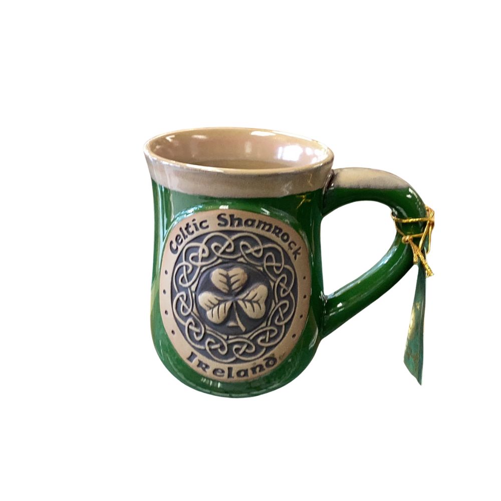 Green Pottery Celtic Shamrock Mug