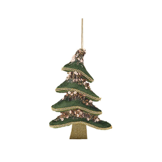 Make the festive season extra special this year with this elegant Green Velvet Christmas Tree Hanging Decoration. This lightweight tree radiates festive charm.