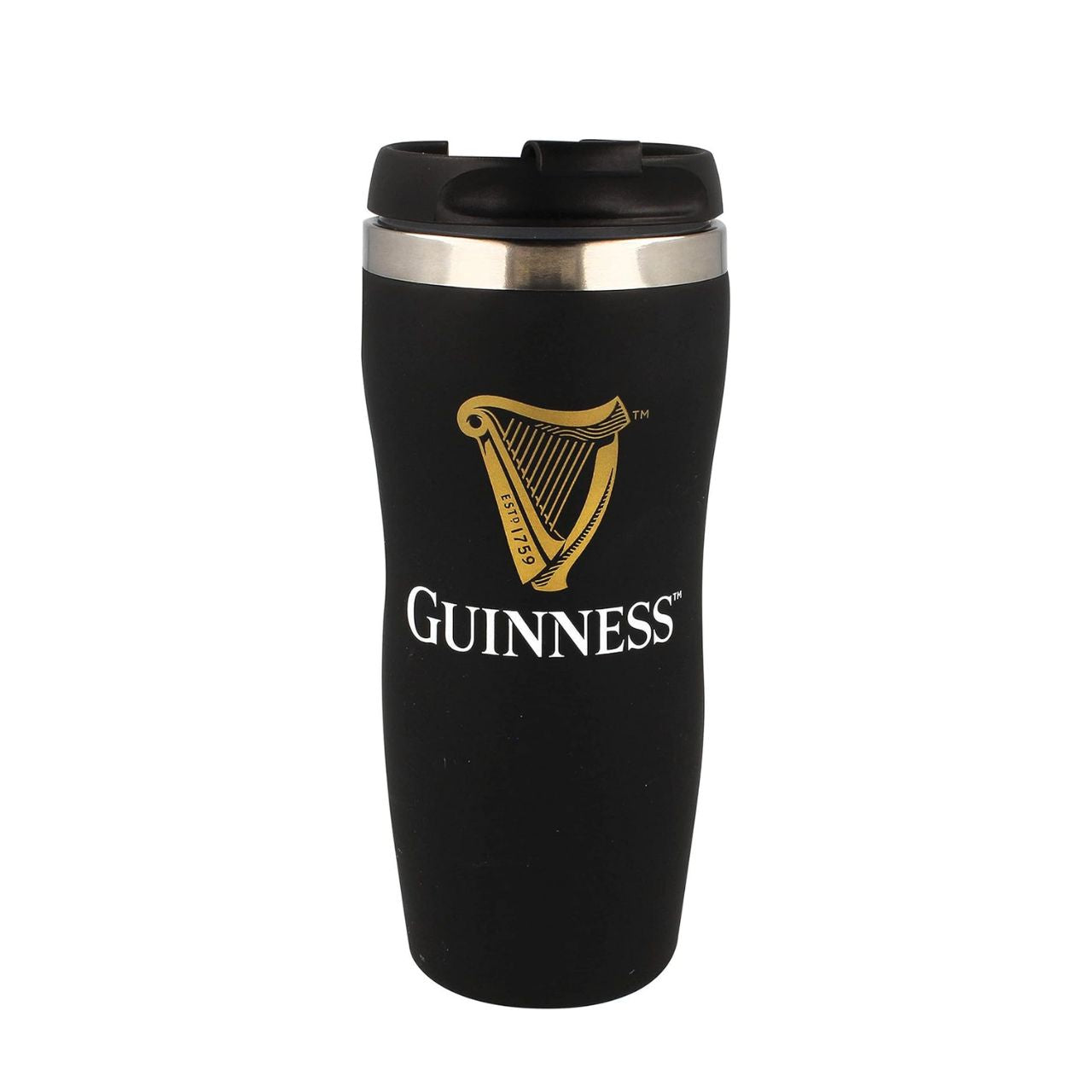 This Guinness Travel Mug Tumbler features a classic gold harp design. Its durable construction makes it perfect for on-the-go use, while its sleek design makes it a stylish accessory. Keep your beverages hot or cold for longer with this high-quality travel mug.