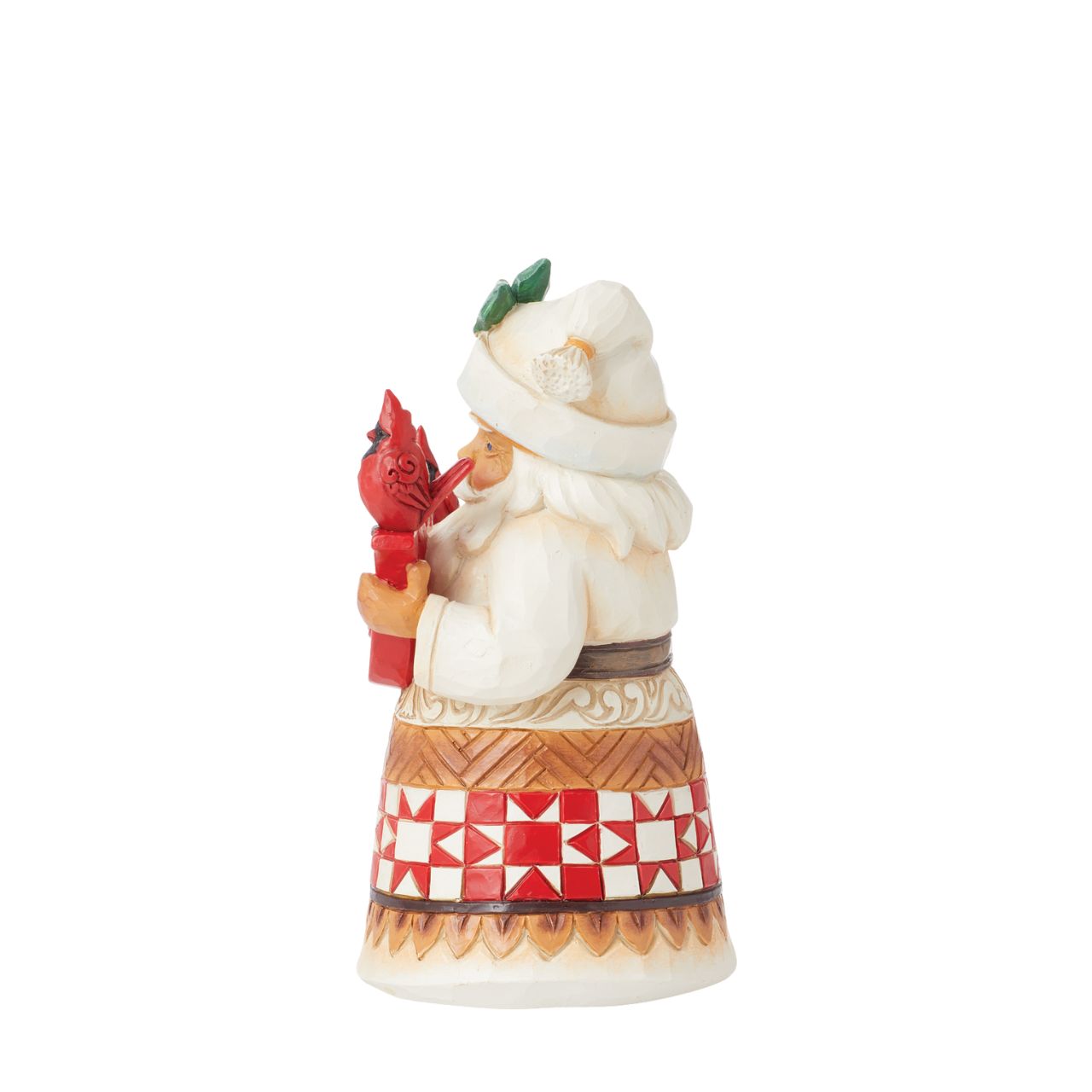 This pint-sized Santa is happy with his cardinal friends this Christmas. Hand crafted and painted with lots of little details, this piece is the perfect addition to any festive display. Comes in a fully branded gift box.