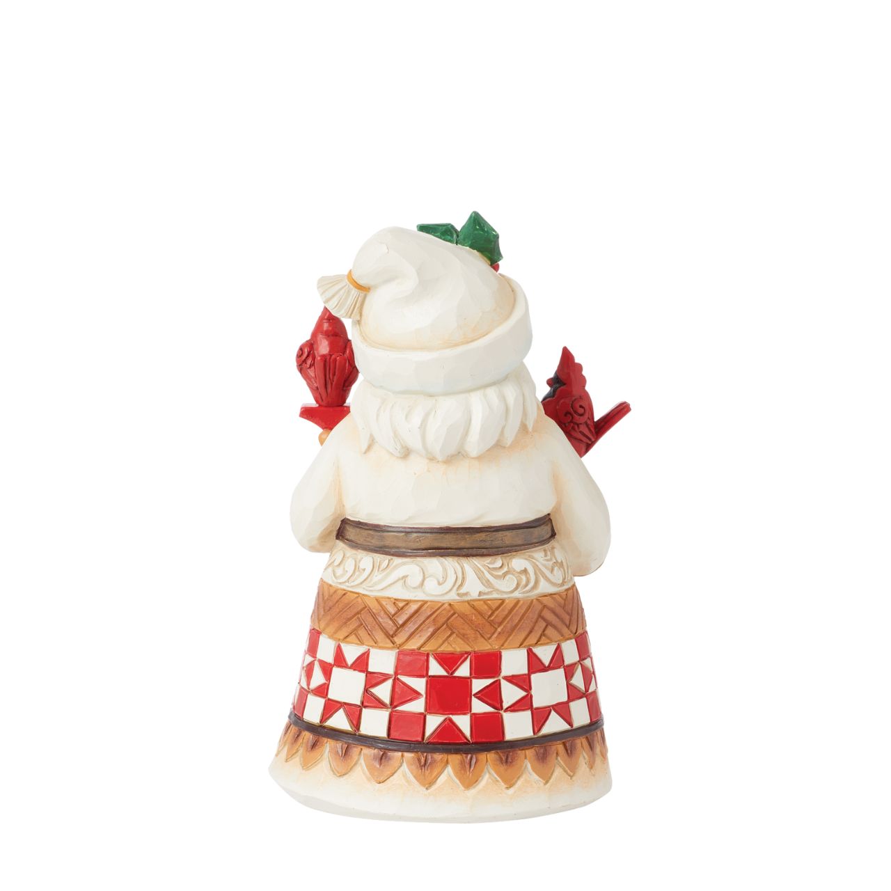 This pint-sized Santa is happy with his cardinal friends this Christmas. Hand crafted and painted with lots of little details, this piece is the perfect addition to any festive display. Comes in a fully branded gift box.