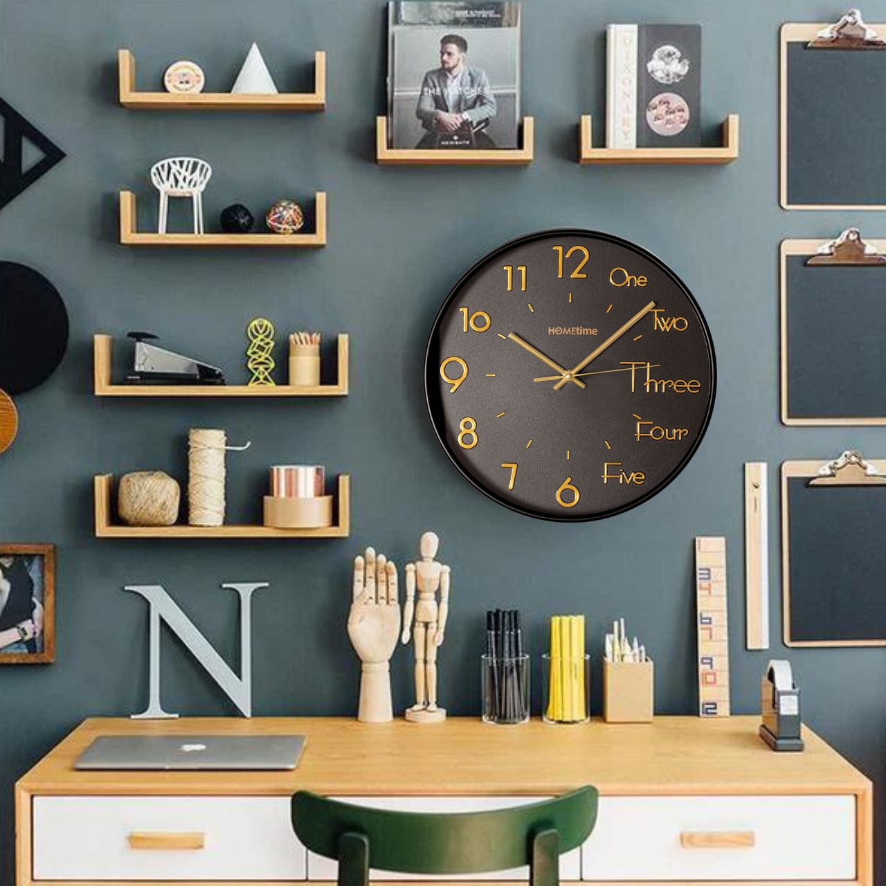 Bring some contemporary style to the home with this 30cm black wall clock with mixed 3D Arabic and word dial. From HOMETIME - unbeatable style and astonishing affordability in contemporary timekeeping.