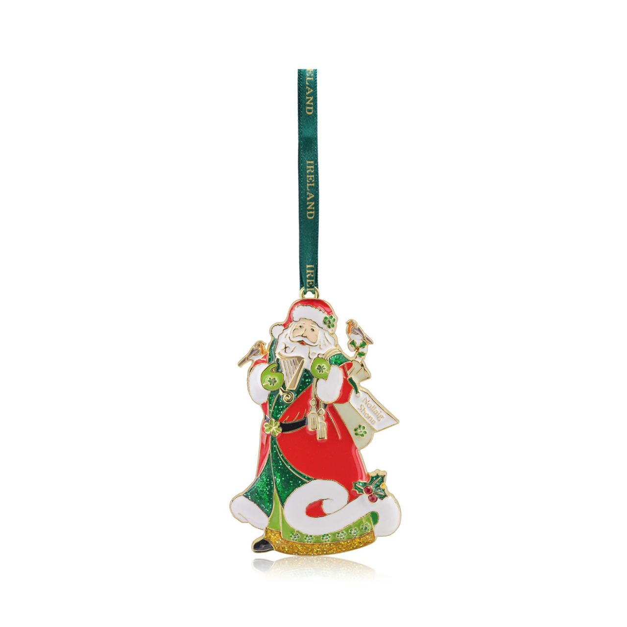 This Ireland Sparkle Santa Christmas Decoration adds a touch of Irish charm and sparkle to your holiday décor. Expertly crafted with attention to detail, this decoration beautifully represents the joy and merriment of Christmas in Ireland. Made from high-quality materials, it will be a beloved addition to your seasonal decorations for years to come.