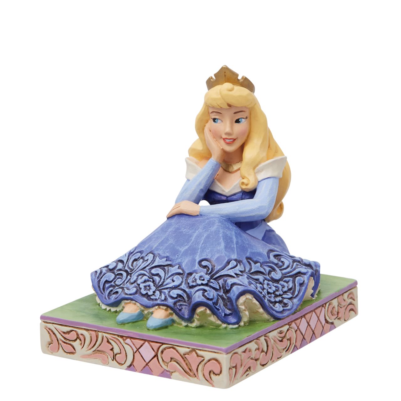 Disney Traditions Princess Aurora Personality Pose Figurine by Jim Shore  This beautiful personality pose features Disney's beloved Princess Aurora, showcasing what she is known for; grace & being gentle. Designed by award winning artist Jim Shore, hand crafted using high quality cast stone and hand painted.