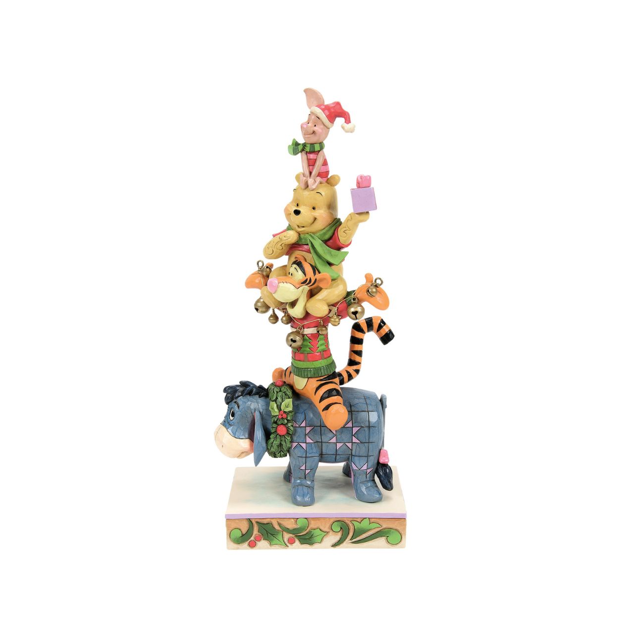 Winnie the Pooh and friends are getting in the festive spirit with this beautiful stacked piece from Disney Traditions. Including Pooh, Piglet, Tigger &  Eeyore, this is the perfect addition to any Christmas display.