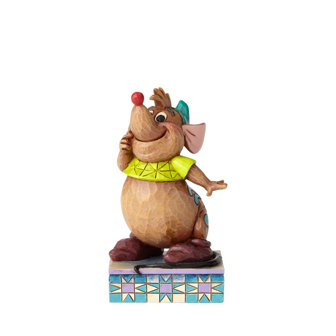 Gus-Gus may not be the smartest mouse in Cinderella's loyal bunch, but he is certainly one of the most lovable. This charming design shows the always-hungry Gus eagerly anticipating a yummy snack, his round belly protruding beneath a snug green tee. 