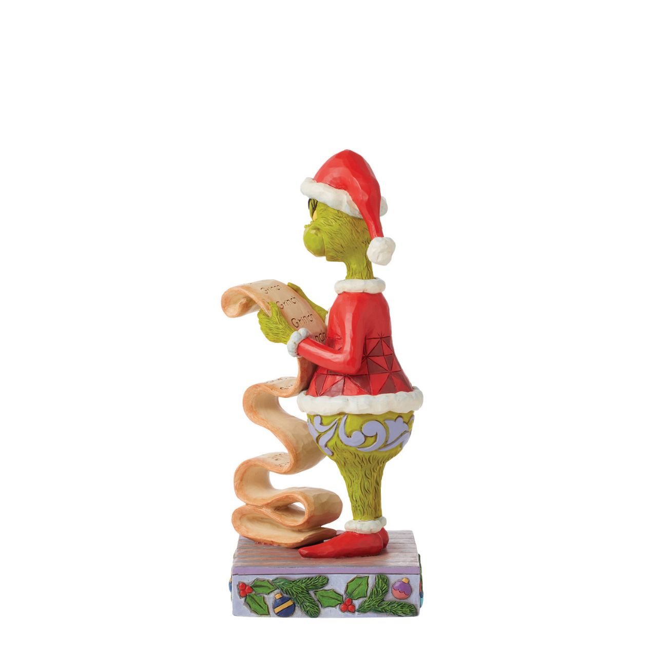 Designed by award-winning artist, Jim Shore, hand carved and hand painted, the iconic Grinch is ready to enjoy the Christmas holidays with this festive piece. Comes in a fully branded gift box.