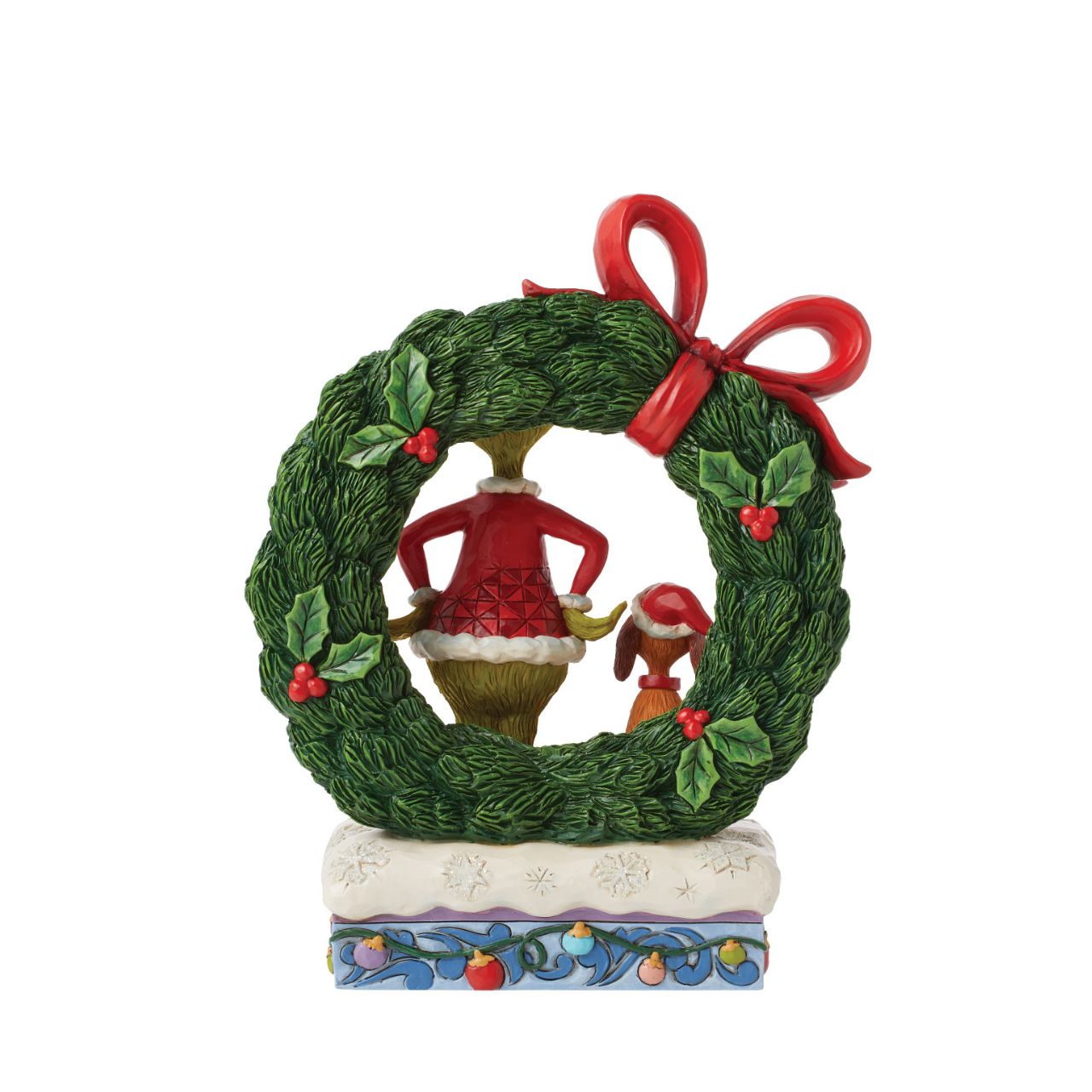 Designed by award-winning artist, Jim Shore, hand carved and hand painted, the iconic Grinch is ready to enjoy the Christmas holidays with this festive piece. Comes in a fully branded gift box.