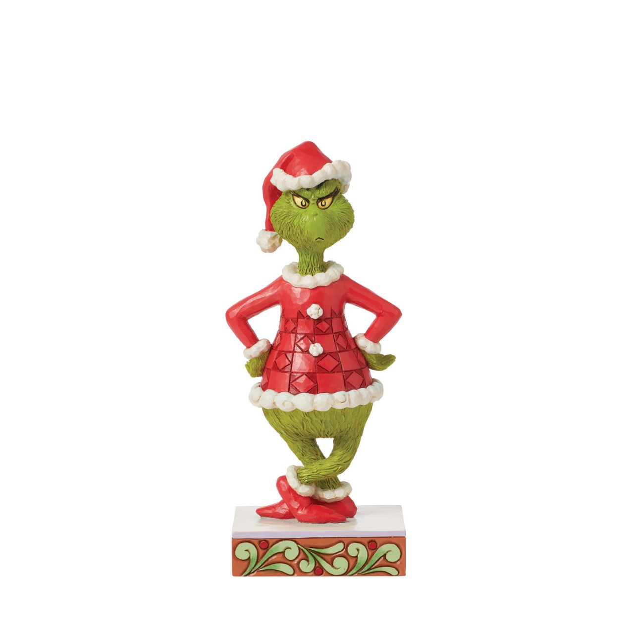 Designed by award-winning artist, Jim Shore, hand carved and hand painted, the iconic Grinch is ready to enjoy the Christmas holidays with this festive piece. Comes in a fully branded gift box.