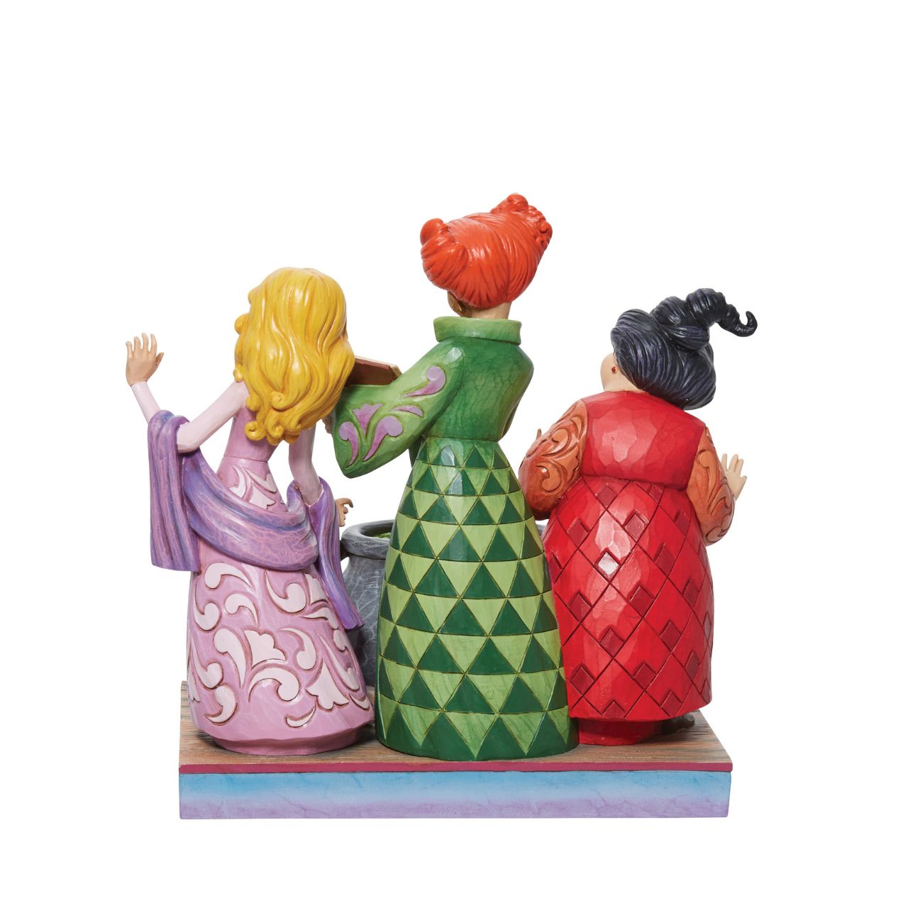 The Sanderson sisters gather round their cauldron in a piece guaranteed to "put a spell on you" Designed by the award winning artist and sculptor, Jim Shore for the Disney Traditions brand.