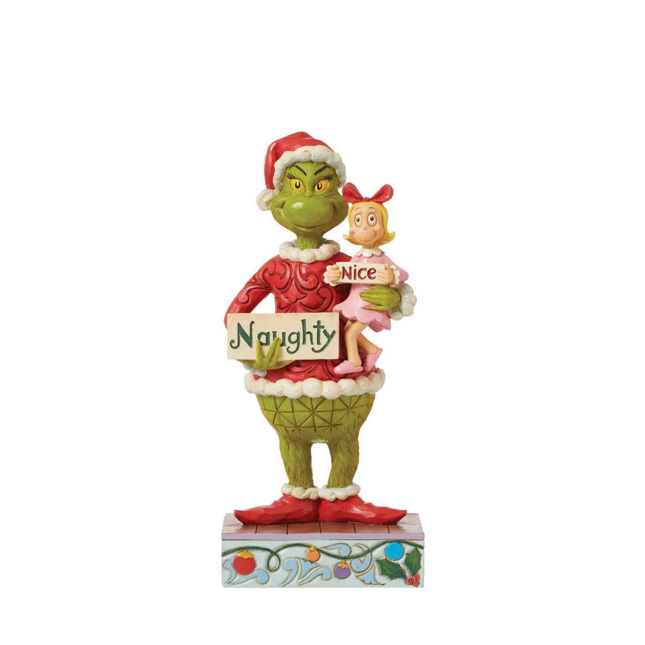 Designed by award-winning artist, Jim Shore, hand carved and hand painted, the iconic Grinch is ready to enjoy the Christmas holidays with this festive piece. Comes in a fully branded gift box.