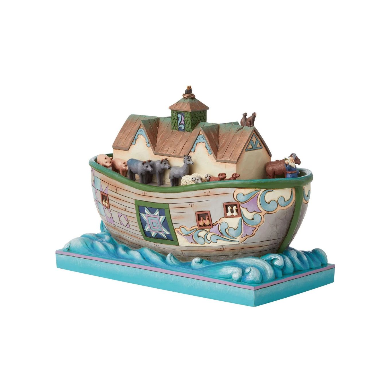 This impressive hand-painted and intricately sculpted design by Jim Shore honours the beloved Bible story of Noah and his ark.