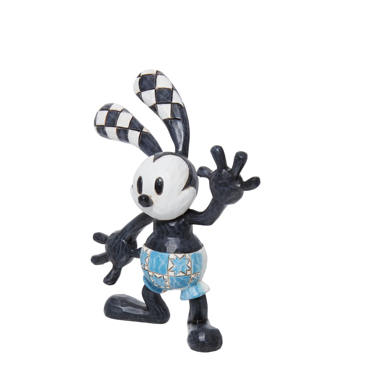 This cute piece of Disney's Oswald has been recreated as a collectible Mini Figurine. Designed by award winning artist Jim Shore, hand crafted using high quality cast stone and hand painted. 