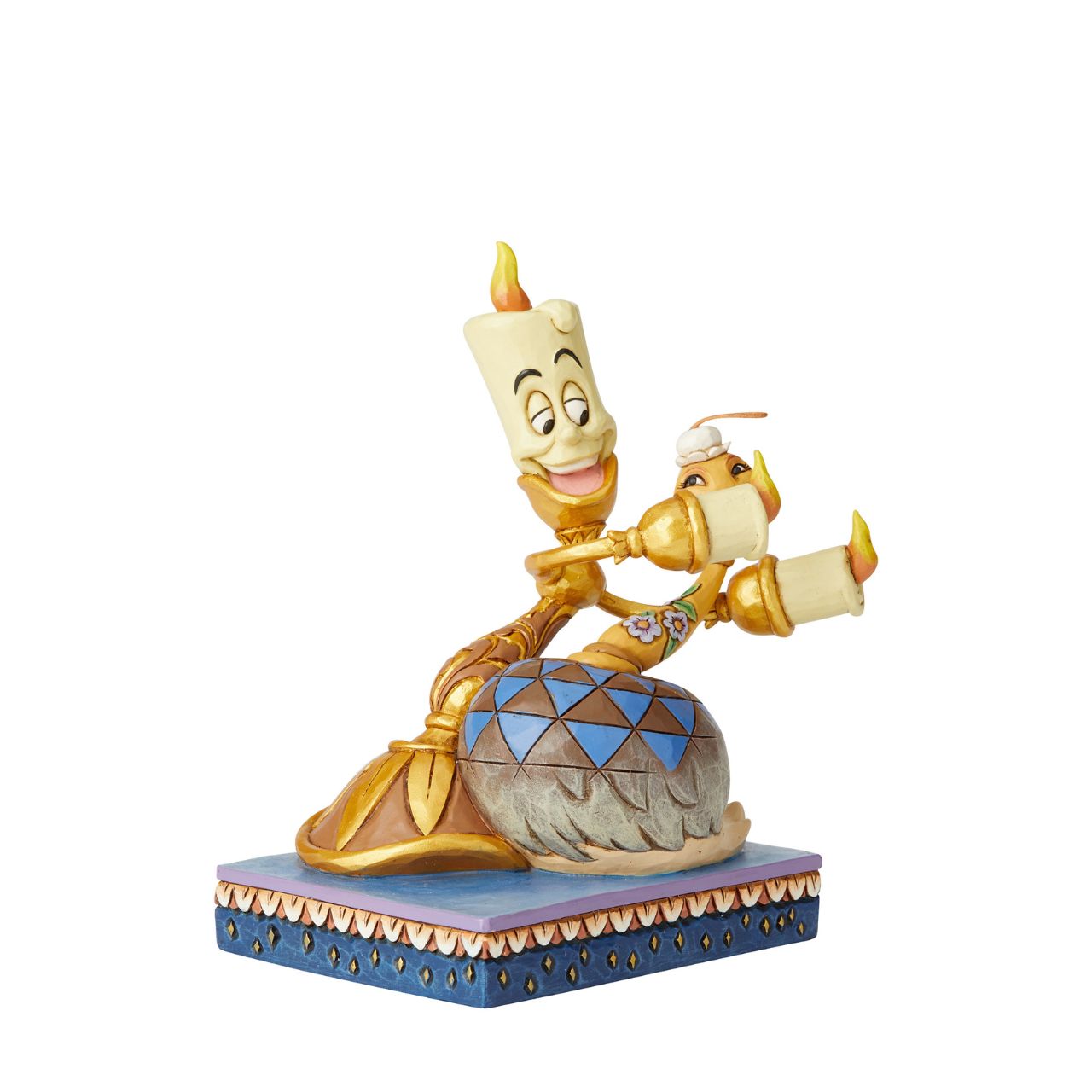 Lumiere is full of love as he holds his girlfriend, Fifi from Disney's Beauty and the Beast. Unique variations should be expected as this product is hand painted. Packed in a branded gift box. Not a toy or children's product. Intended for adults only.