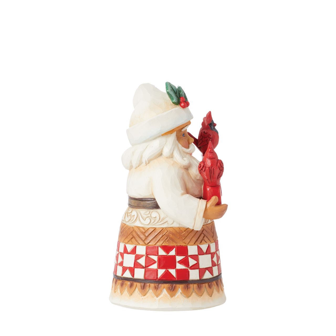 This pint-sized Santa is happy with his cardinal friends this Christmas. Hand crafted and painted with lots of little details, this piece is the perfect addition to any festive display. Comes in a fully branded gift box.