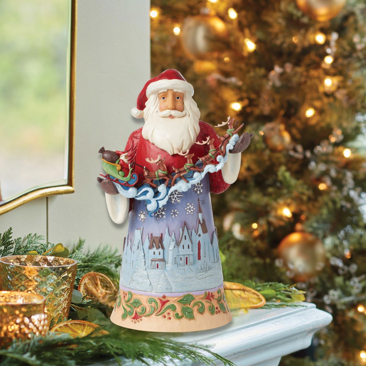 Hand painted and hand crafted from high quality cast stone, this Santa with sleigh scene is the perfect addition to any Christmas display. Comes in fully branded packaging.