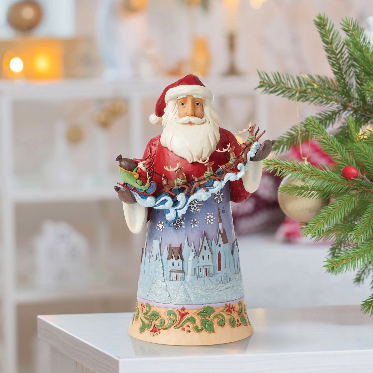 Hand painted and hand crafted from high quality cast stone, this Santa with sleigh scene is the perfect addition to any Christmas display. Comes in fully branded packaging.