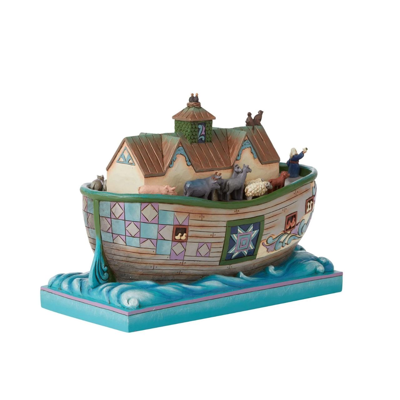 This impressive hand-painted and intricately sculpted design by Jim Shore honours the beloved Bible story of Noah and his ark.