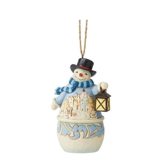 Heartwood Creek Snowman with Village Scene Hanging Ornament