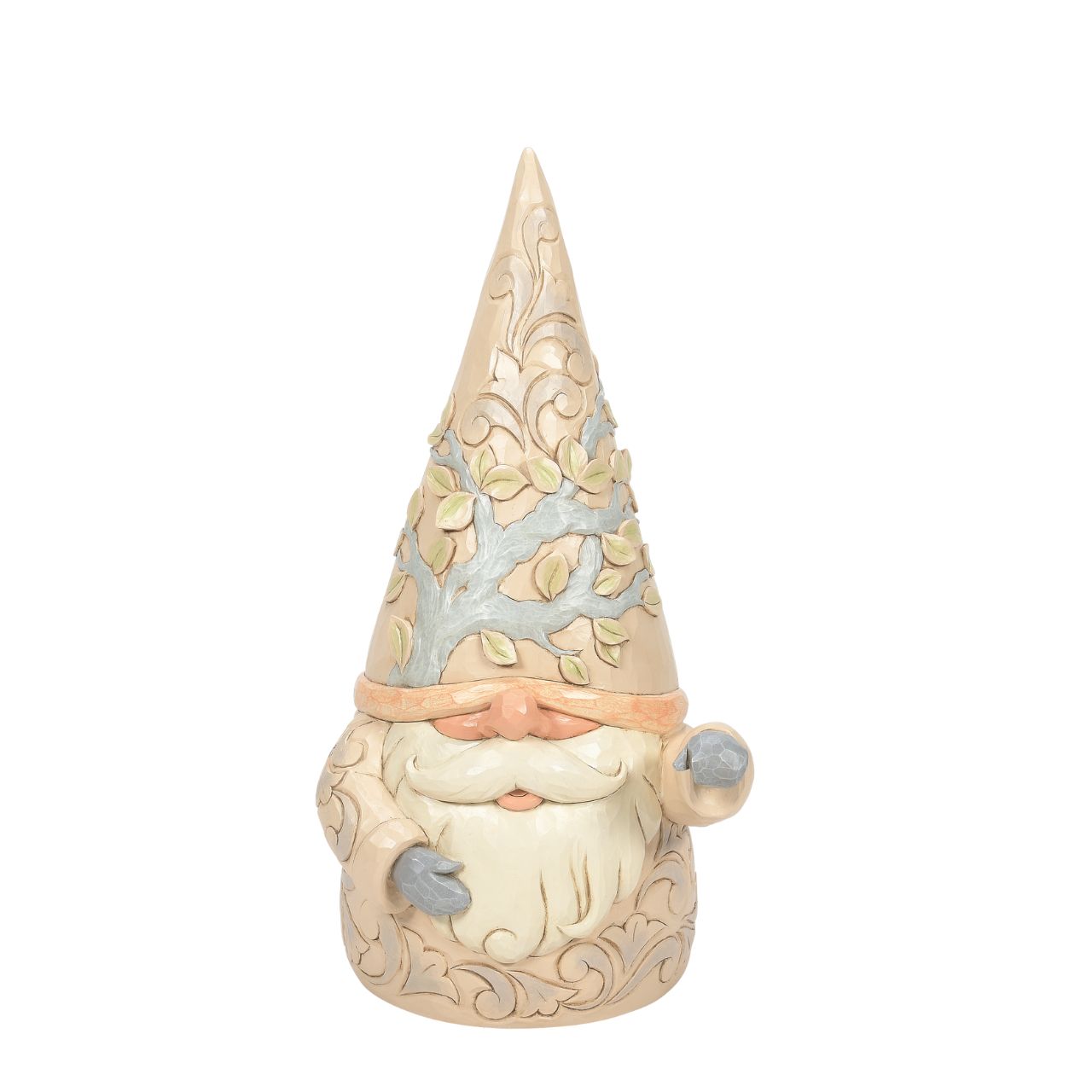 Jim Shore Heartwood Creek Four Seasons Set includes Gnome Statue with Four Interchangeable baskets for seasons suitable for indoor or outdoor display. Beautifully hand-painted and crafted with intricate styling and attention to detail. Packaged in brown box with photo on front.