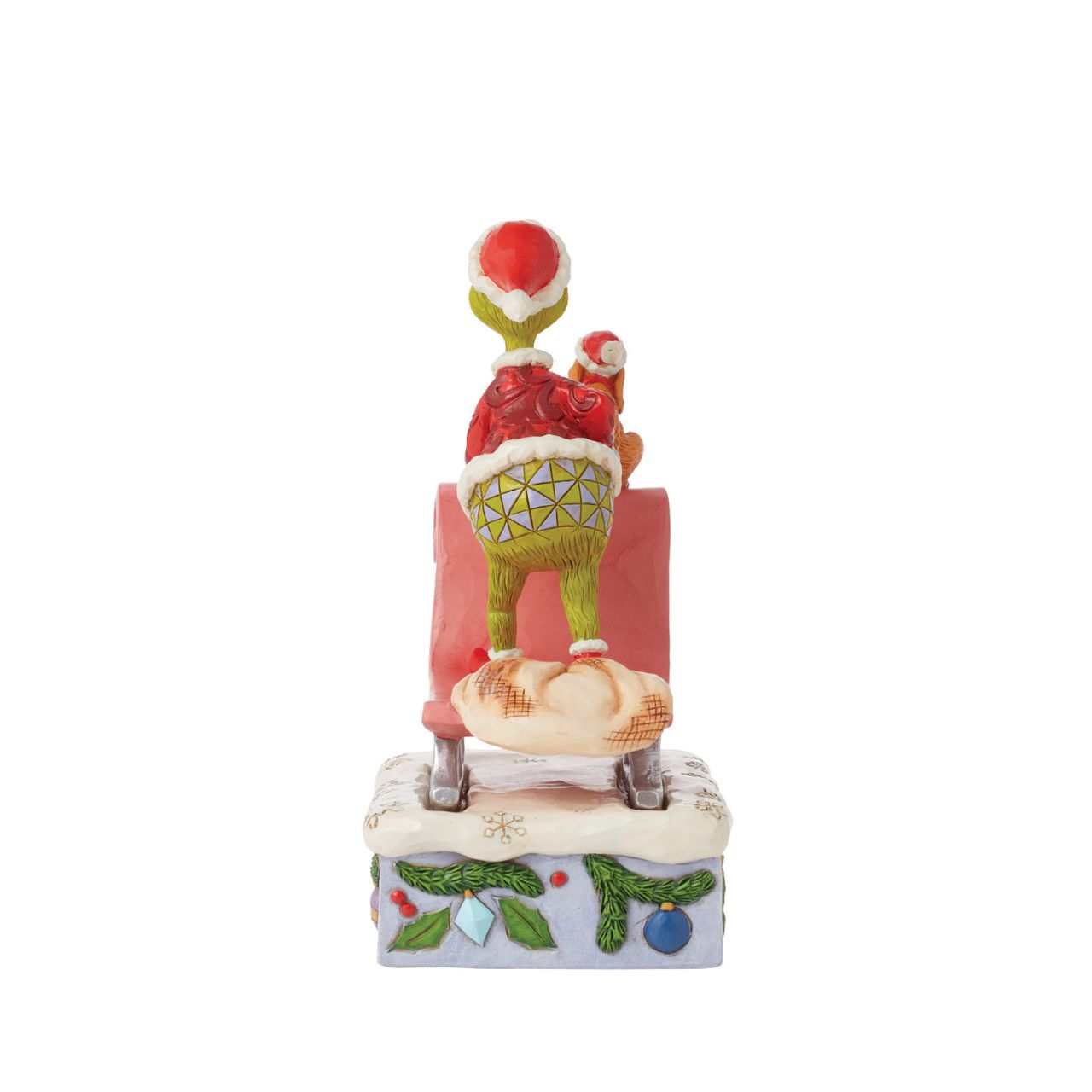 Designed by award-winning artist, Jim Shore, hand carved and hand painted, the iconic Grinch is ready to enjoy the Christmas holidays with this festive piece. Comes in a fully branded gift box.