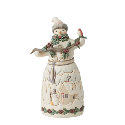 From the White Woodland collection as part of Heartwood Creek by Jim Shore, this Snowman is ready for the Christmas period. Comes in a fully branded gift box.