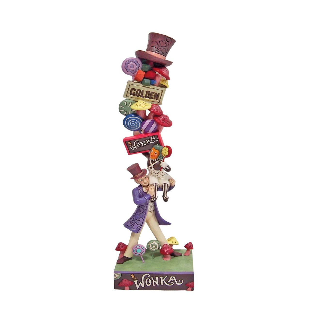 Bringing the magic of film into your home, the newest collection from award-winning artist Jim Shore brings the characters from the 1971 film Willy Wonka and the Chocolate Factory to life. Hand crafted with high quality cast stone before being hand painted by skilled artists.