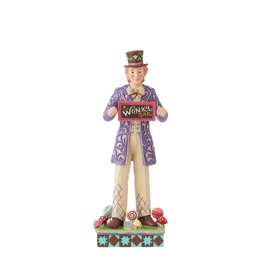 Bringing the magic of film into your home, the newest collection from award-winning artist Jim Shore brings the characters from the 1971 film Willy Wonka and the Chocolate Factory to life. Hand crafted with high quality cast stone before being hand painted by skilled artists.