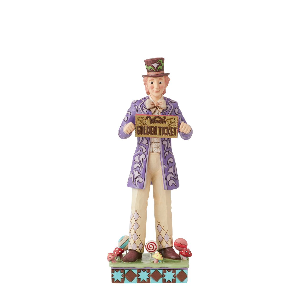 Bringing the magic of film into your home, the newest collection from award-winning artist Jim Shore brings the characters from the 1971 film Willy Wonka and the Chocolate Factory to life. Hand crafted with high quality cast stone before being hand painted by skilled artists.