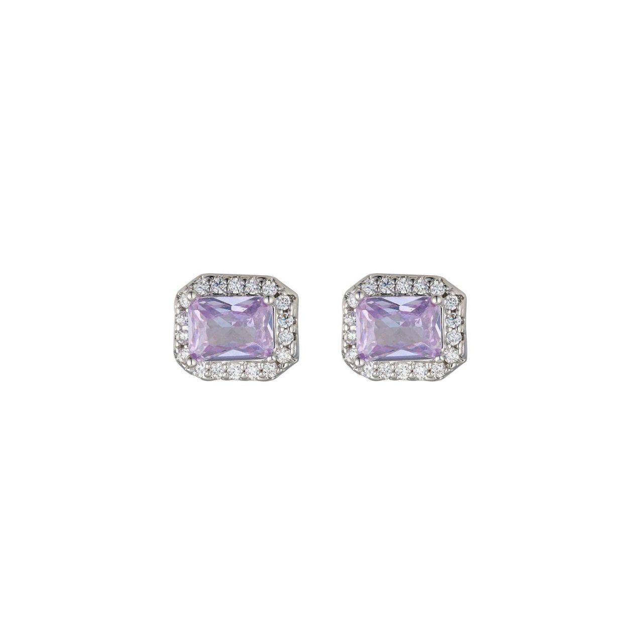 Enhance your outfit with our stunning Knight & Day Horizontal Lavender CZ Earrings. Made with high-quality materials and expert craftsmanship. The horizontal design and vibrant lavender CZ stones add a touch of elegance to any look. Elevate your style with these timeless earrings.