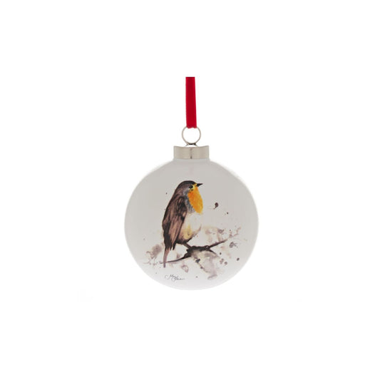 Set the Christmas scene with this stunning ceramic robin bauble.