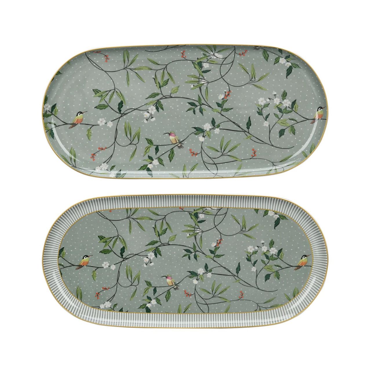 Alice Bell Set of 2 Platters by Mindy Brownes  Add an elegant touch to your tea service with the Mindy Brownes Alice Bell Collection Set of 2 Platters. This set features Platters with an ornate design. 