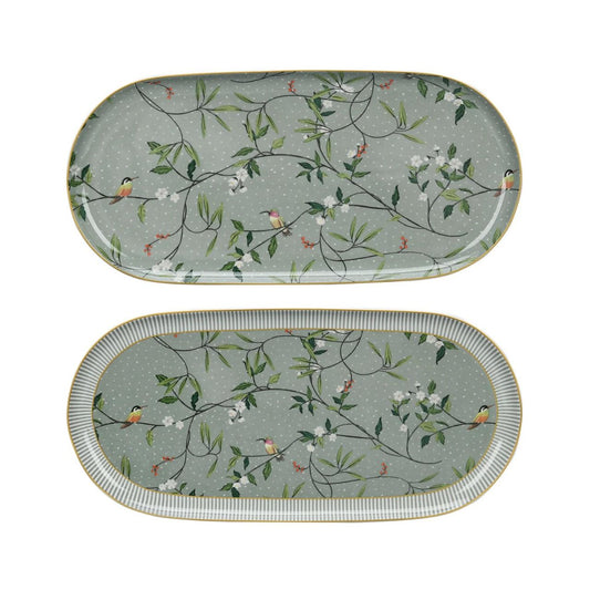 Alice Bell Set of 2 Platters by Mindy Brownes  Add an elegant touch to your tea service with the Mindy Brownes Alice Bell Collection Set of 2 Platters. This set features Platters with an ornate design. 