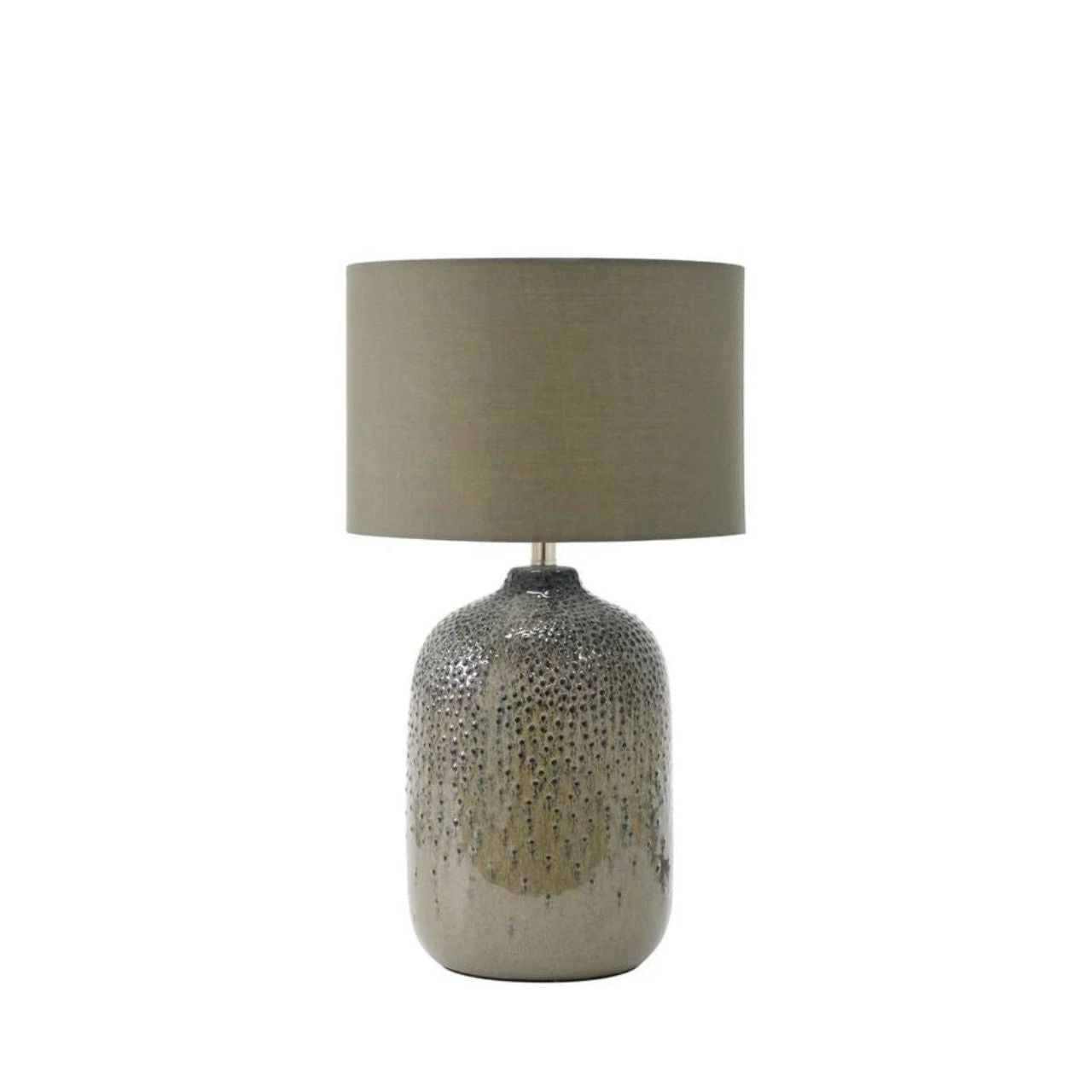 Introducing our unique Alma Lamp, a blend of natural charm and contemporary design. The base features a captivating mossy green hue with a bold black dotted.