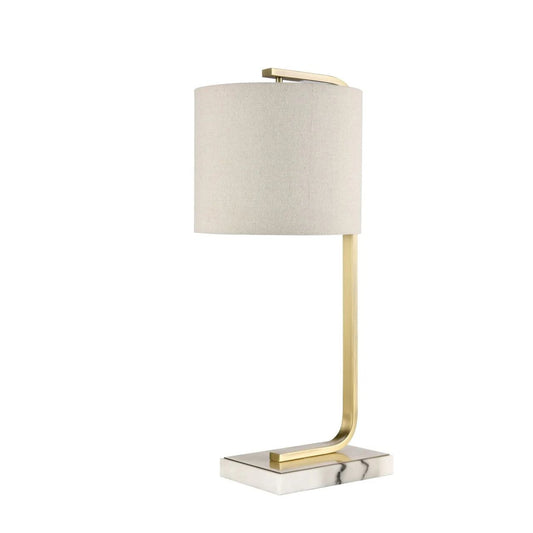 A classic and sleek desk lamp or task lamp. Ideal for a home office and or desk area. The beautiful marble base is unique to this style of lamp. Antique brass in colour with a beige linen shade.