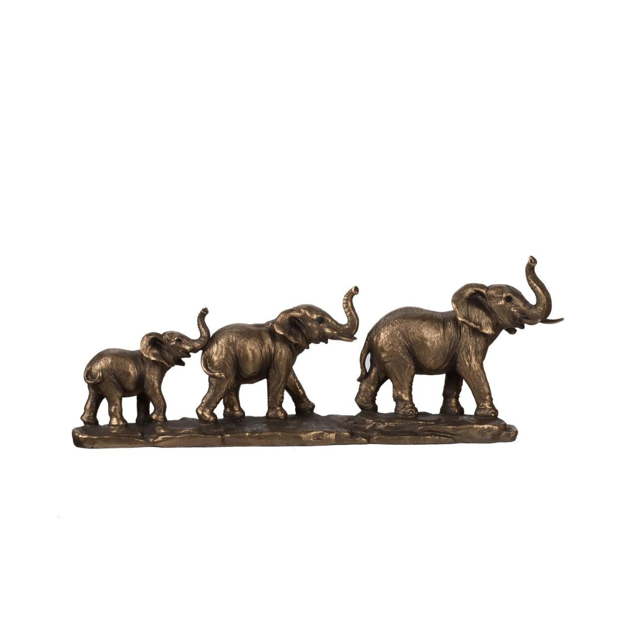 Elevate your space with this captivating Elephant Family sculpture. Featuring a rustic bronze finish, this piece exudes charm and character. Perfect for elephant enthusiasts or those seeking unique décor accents, it adds charm to your bedroom or living spaces.