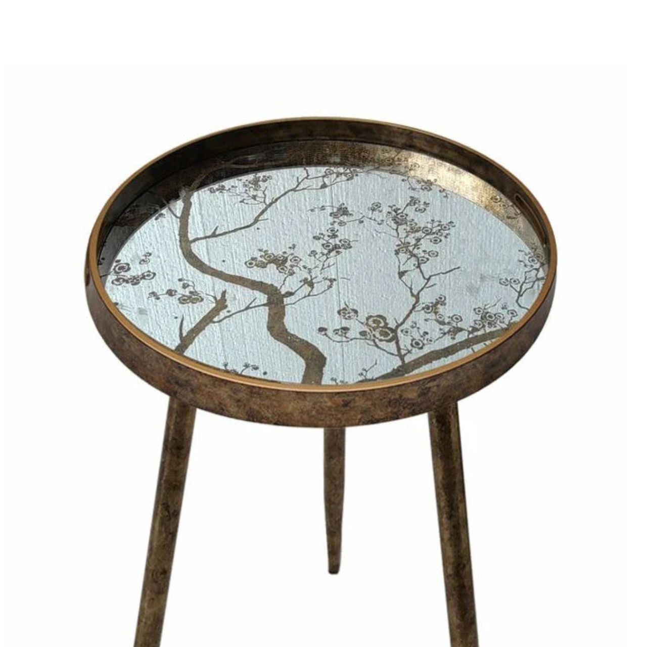 Introducing our Oriental Tree Side Table – a stunning fusion of rugged elegance and delicate beauty.