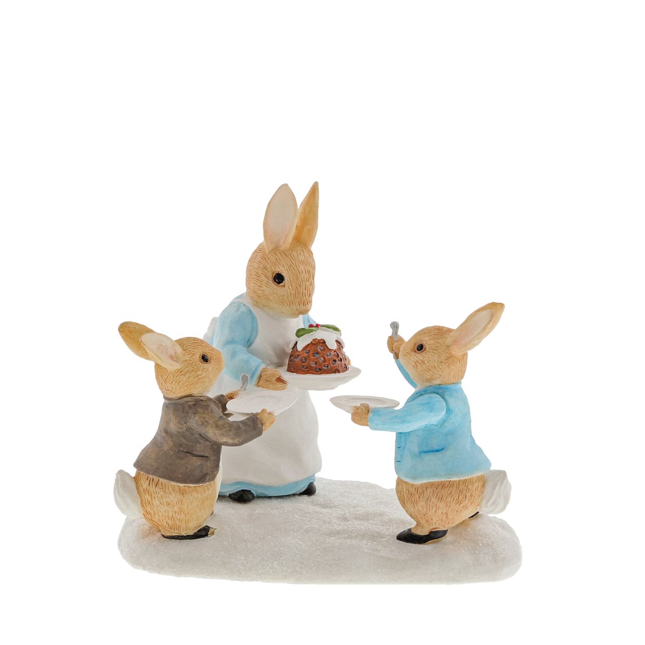 Beatrix Potter Mrs. Rabbit with a Christmas Pudding Figurine  Wish someone a very Merry Christmas with this beautiful, Mrs. Rabbit with a Christmas Pudding Figurine. This charming figurine would make a treasured keepsake over the festive period, and would be take pride of place in your home this Christmas.