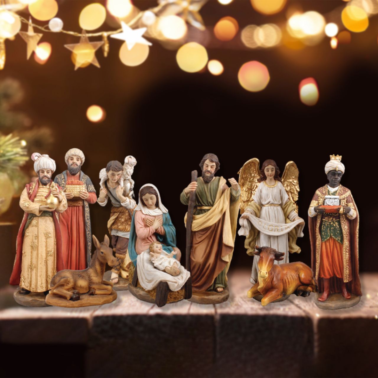 CBC Nativity 6” Resin Set with 10 Figures  This Nativity 6” Resin Set includes 10 figures that are beautifully painted. The high-quality polyresin material allows for durability and longevity. All figures are intricately detailed and the perfect size to create a memorable display.