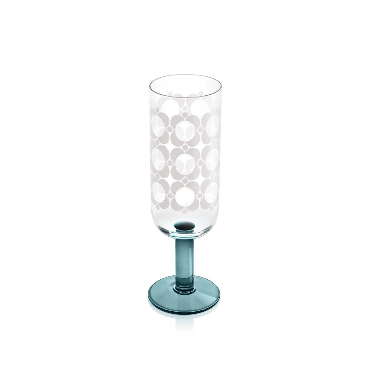 The Orla Kiely Atomic Flower Champagne Glass Set Of 4 is a beautiful set to add a retro vibe to your glassware.