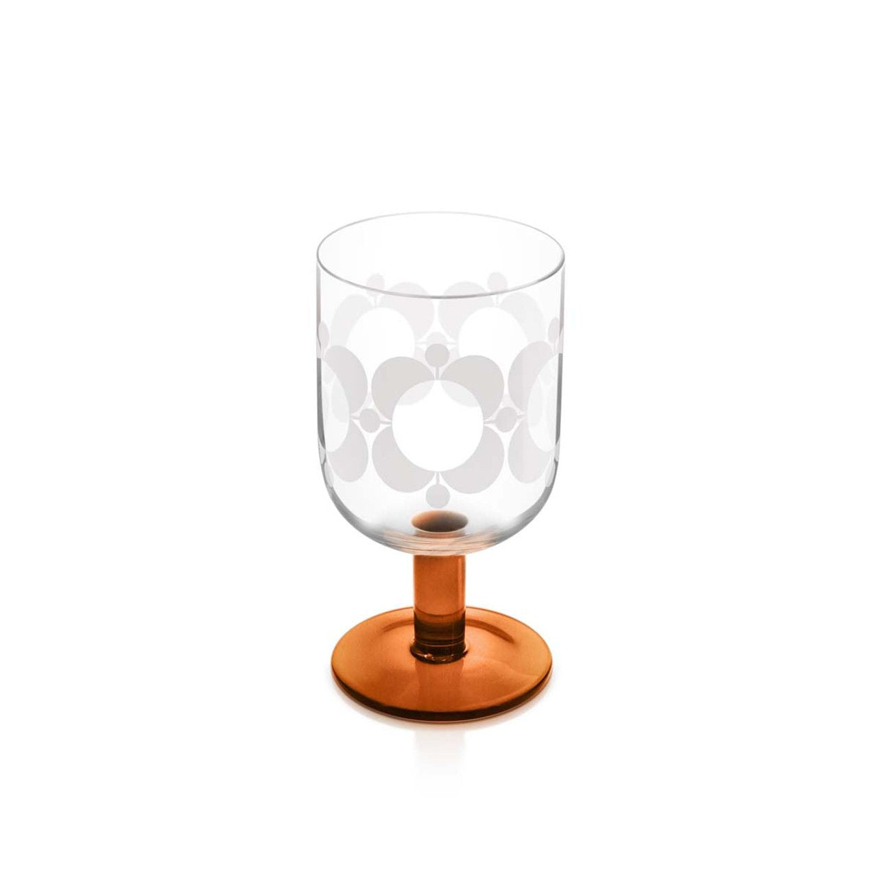 This set of four wine glasses has the classic atomic flower pattern etched into the glass. The perfect finish to any table setting.