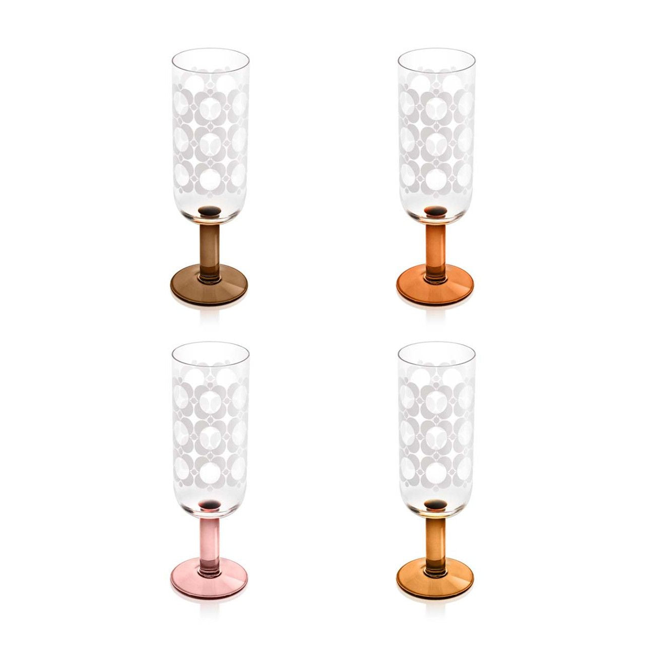 This set of four Champagne Glass has the classic atomic flower pattern etched into the glass. The perfect retro finish to any table setting.