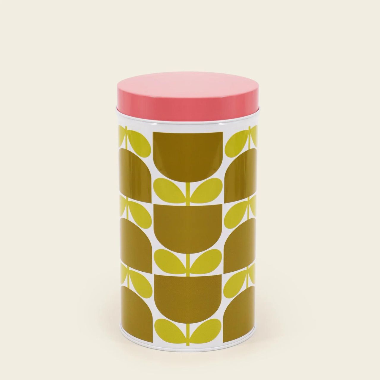 Orla Kiely Nesting Canister Tins - Set of 3 Block Flower  From one the world's top fashion designers Orla Kiely, comes these set of three metal storage canisters in her Block Flower design. A great addition to any kitchen counter top with their bright and so recognisable colour pallet.