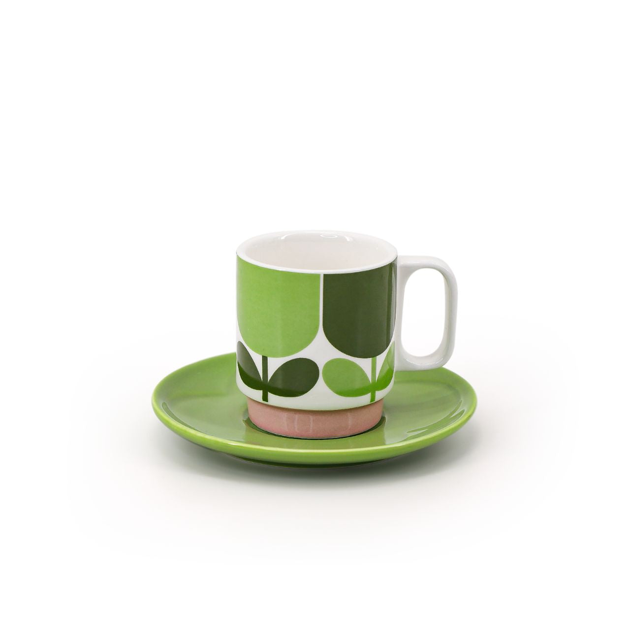 Orla Kiely Set 2 Espresso Cup & Saucer - Block Flower DESIGNED IN THE UK BY ORLA KIELY: This set of two espresso cup and saucer has a unique 'Block Flower' print.  Each cup is stamped with an authentic Orla Kiely logo.