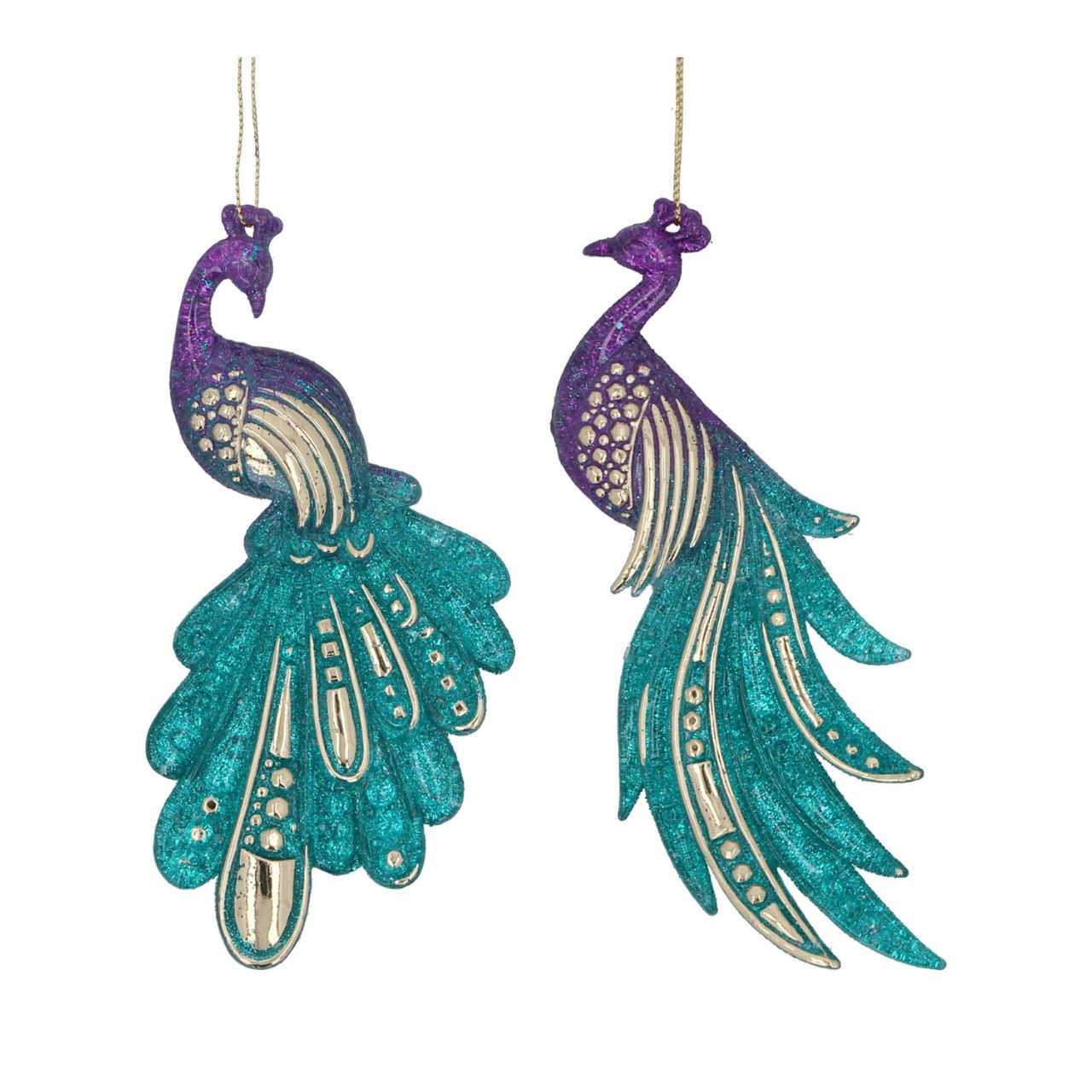 Gisela Graham Peacock Teal & Purple Christmas Hanging Ornament  This Gisela Graham Peacock Teal & Purple Christmas Hanging Ornament is a beautiful addition to any Christmas tree. This eye-catching decoration features a teal and purple peacock design. Perfect for adding a touch of festive elegance to your holiday décor.