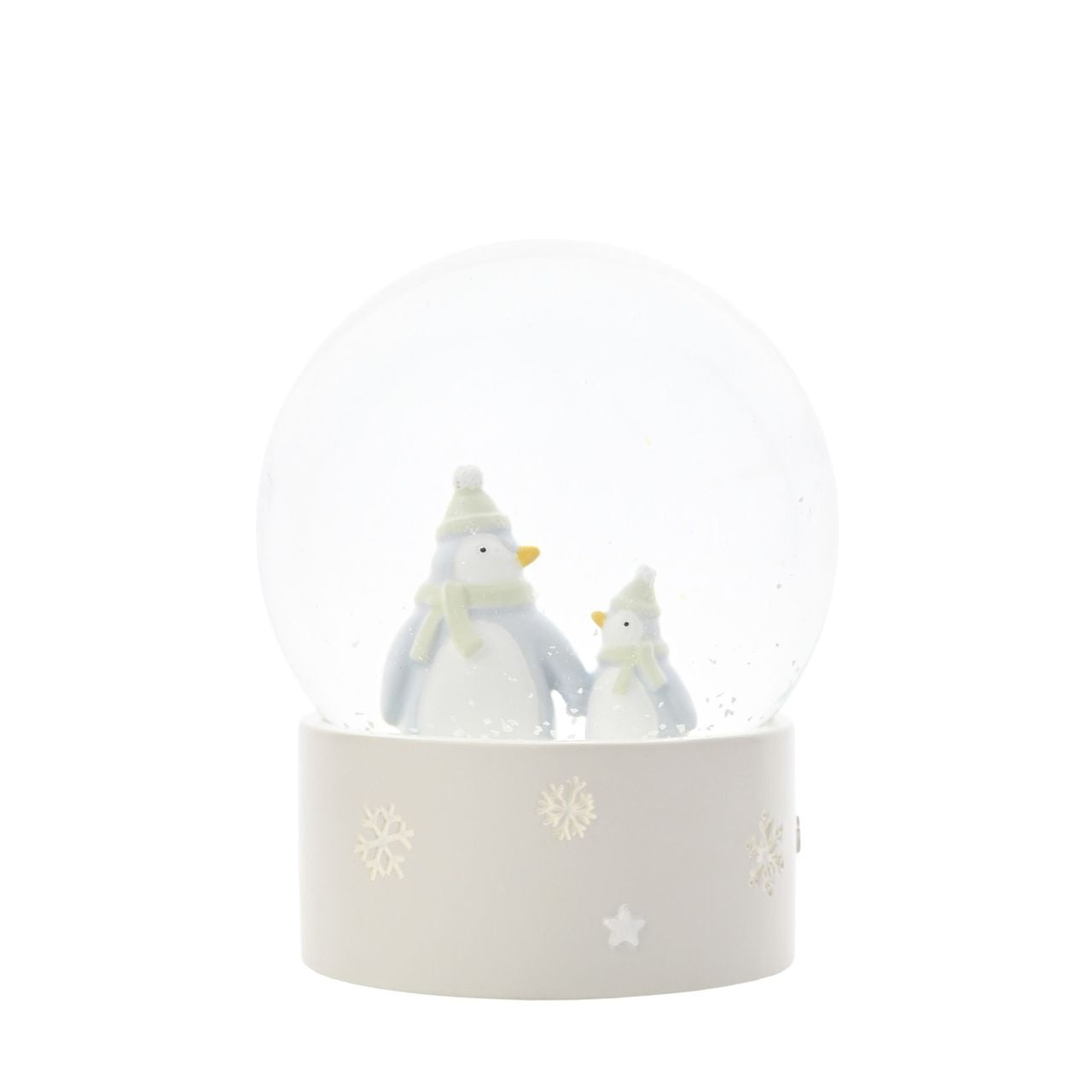 A Bambino BY JULIANA Mother and Baby Penguin Water Globe. Brimming with whimsical charm, this item is an enchanting addition to any nursery or Christmas display.