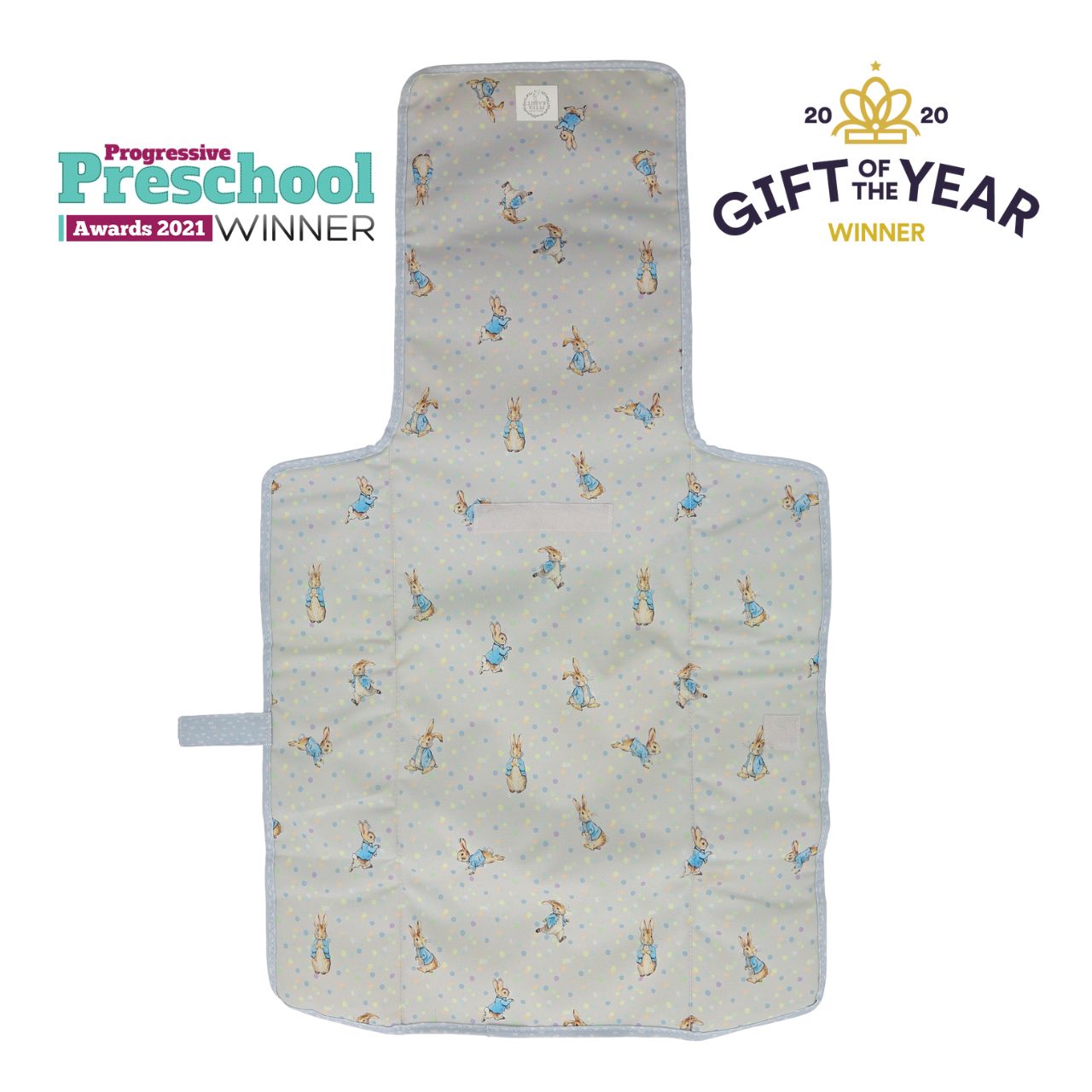 This fold out Peter Rabbit changing mat is both adorable, practical and essential for quick trips out with your baby. The changing mat has been designed to take you seconds to unwrap and use when you are on the go, helping to spend more time on the things you love doing with your baby. 