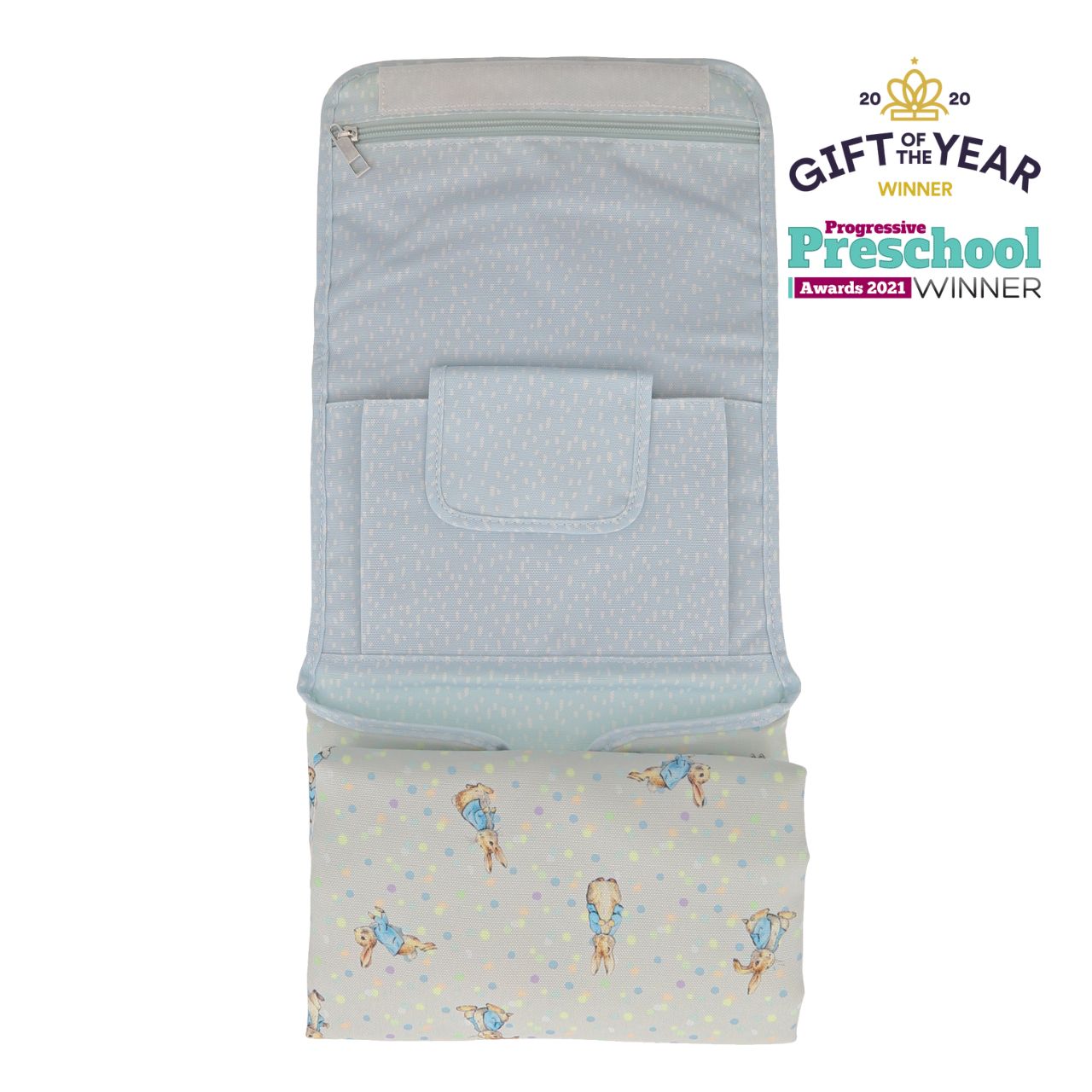 This fold out Peter Rabbit changing mat is both adorable, practical and essential for quick trips out with your baby. The changing mat has been designed to take you seconds to unwrap and use when you are on the go, helping to spend more time on the things you love doing with your baby. 