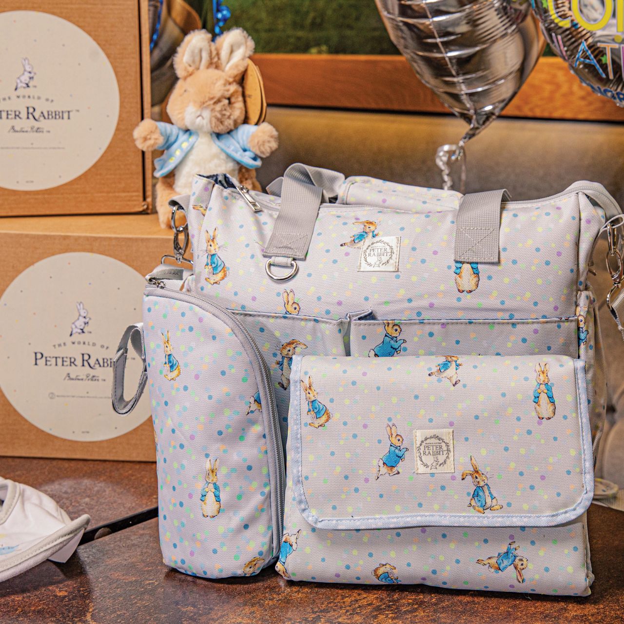 This fold out Peter Rabbit changing mat is both adorable, practical and essential for quick trips out with your baby. The changing mat has been designed to take you seconds to unwrap and use when you are on the go, helping to spend more time on the things you love doing with your baby. 