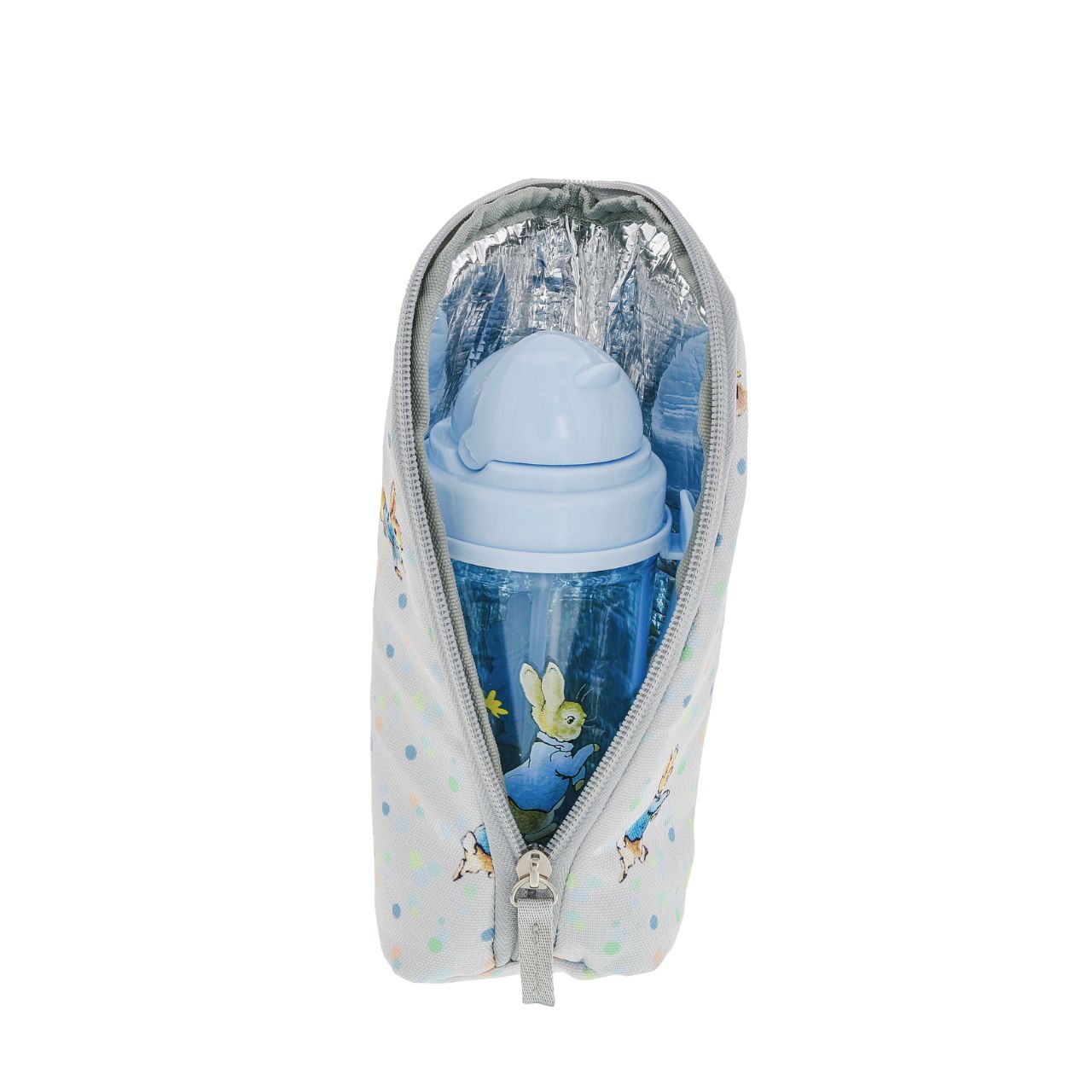 Beatrix Potter Peter Rabbit Insulated Bottle Bag  Our portable classic Peter Rabbit insulated bottle bag makes feeding on the go easy. Can be used to keep bottles hot or cold, ideal for your hungry little rabbit. The adorable design ensures it fits perfectly on your wrist, pram or bag. The design allows this bottle bag to be gender-neutrals and perfect for any baby shower gift.